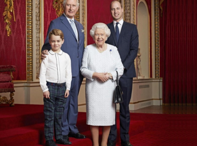 Ritratto della regina Elisabetta con i suoi tre eredi, Carlo, William e George